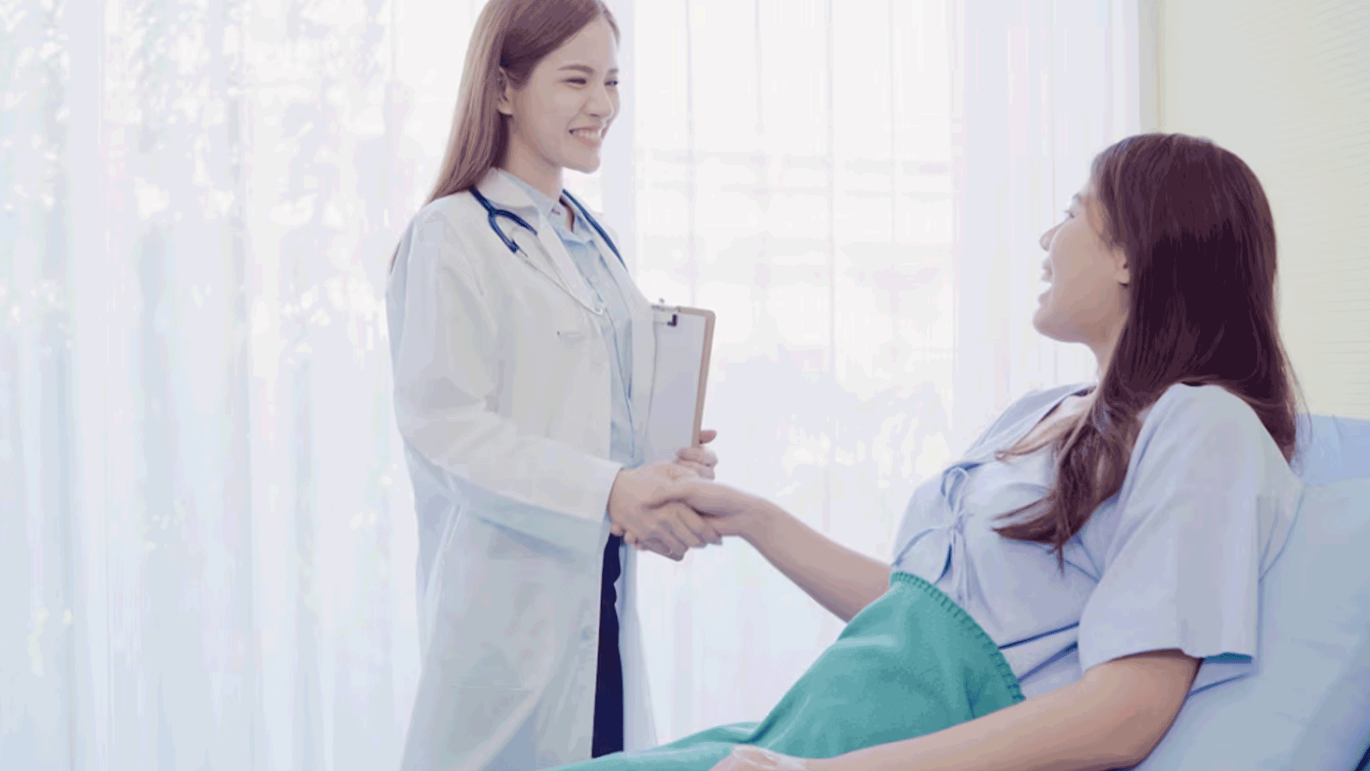 Woman consulting doctor for pap smear test