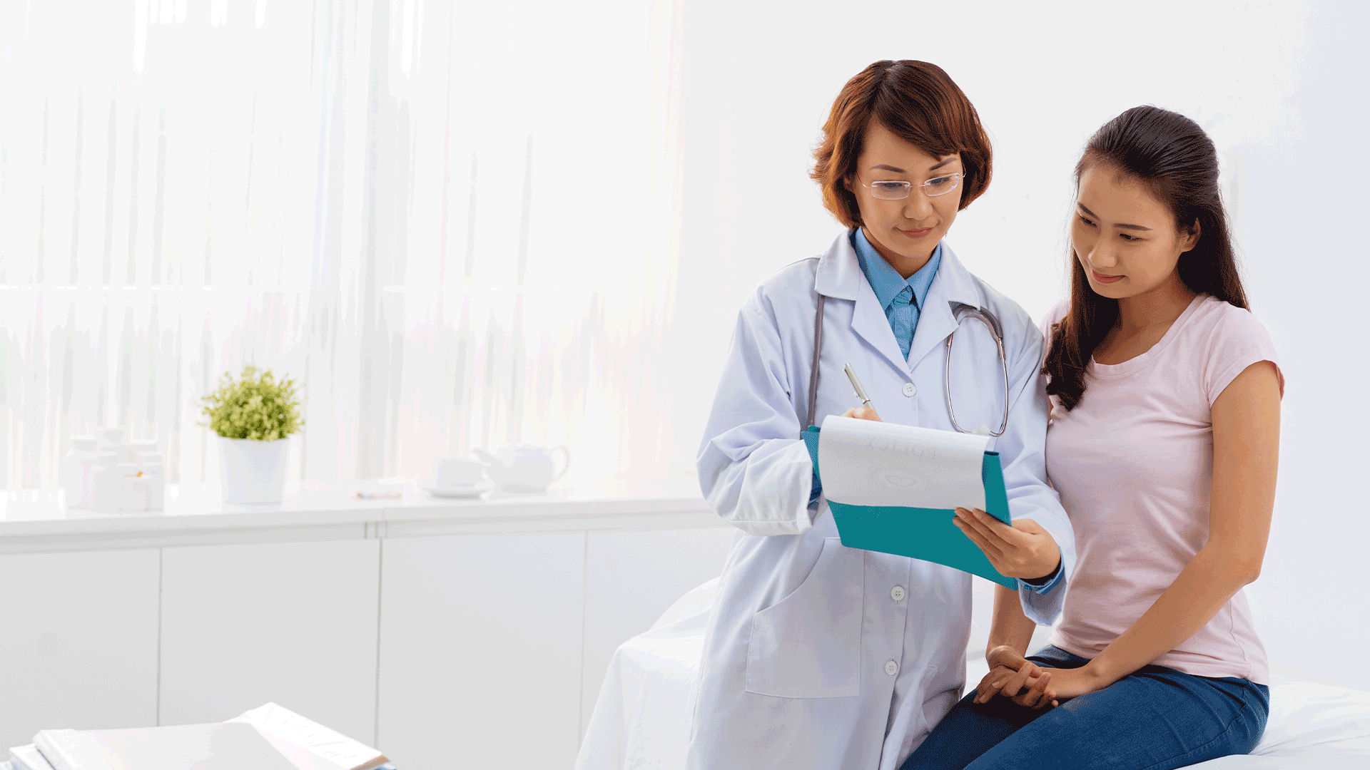 Woman scheduling her pap smear test